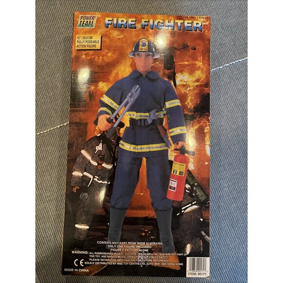 Fire Fighter Power Team Black Uniform 12" Poseable Action Figure - Picture 2 of 6